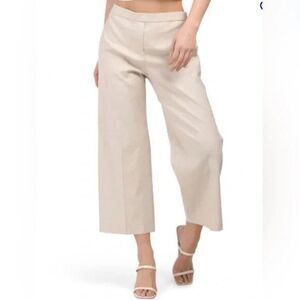 Theory womens Caliver Wide Leg Pull On Pants size Large Wheat Linen 25" ins $275